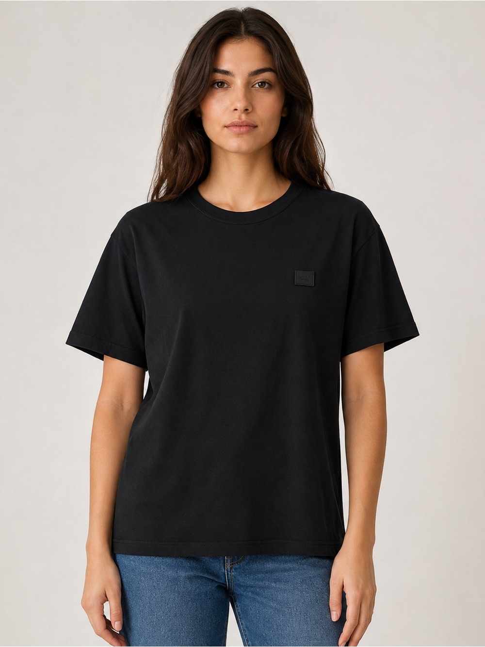 Acne Studios Nash Face Tee Men's XS Black Face Patch Logo T-Shirt
